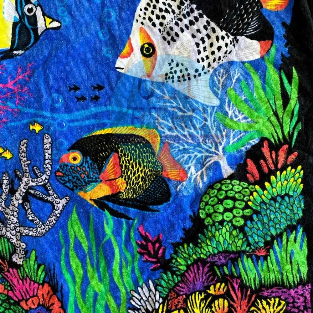 vtg Hilasal Jumbo Jewel Fish Beach Towel